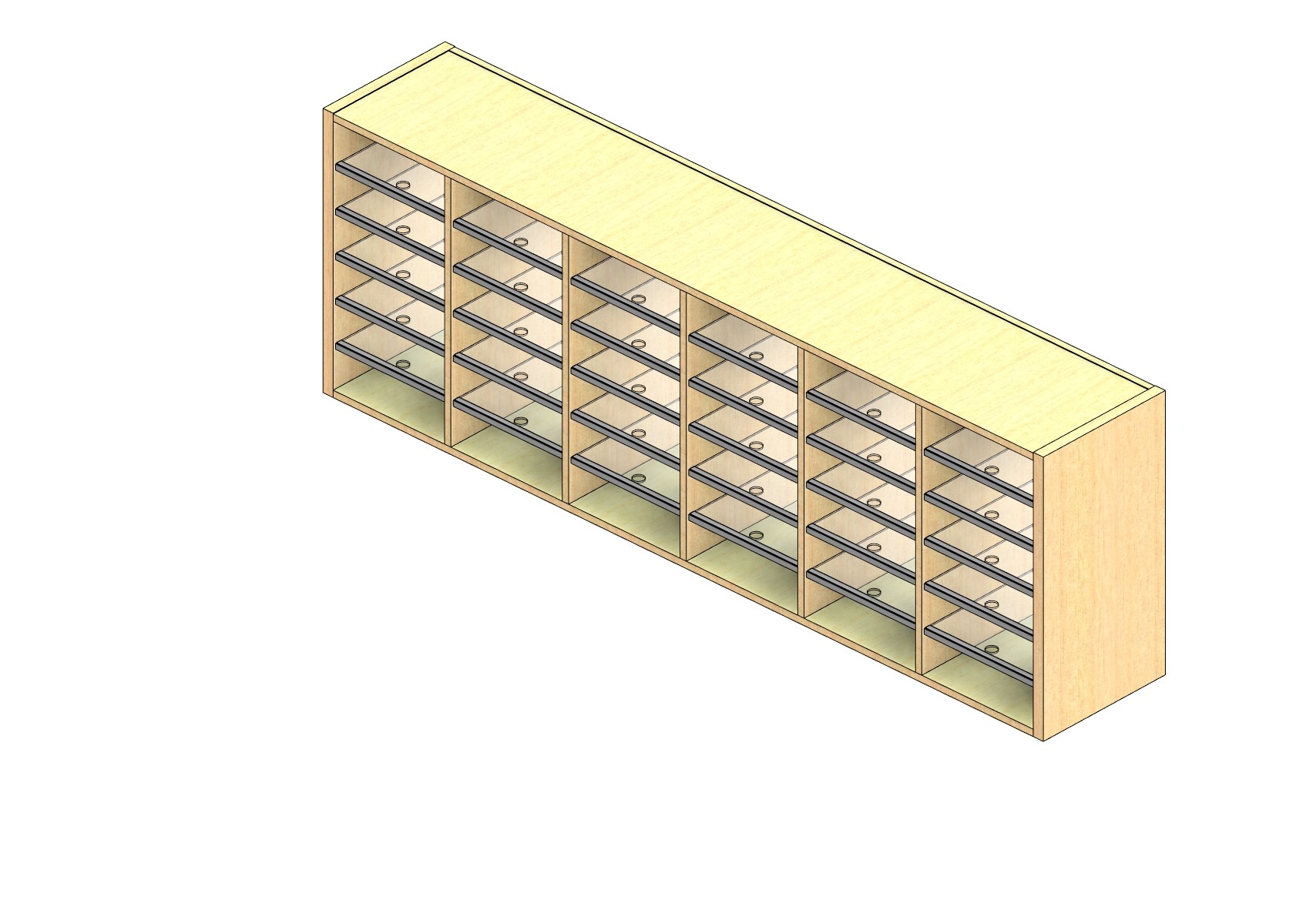 Standard Sized Open Back Sort Module - 6 Columns - 24" Sorting Height w/ No Riser