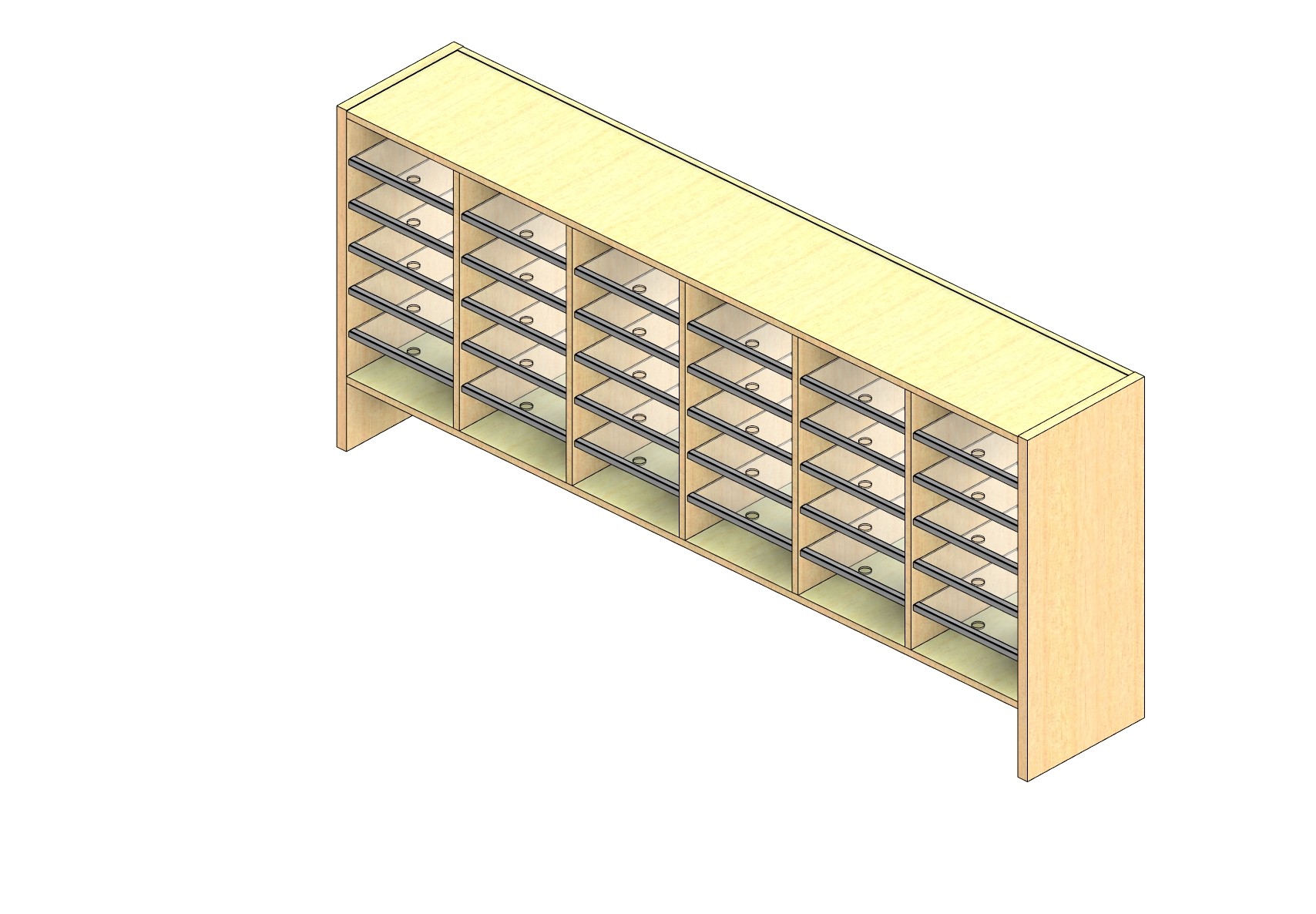 Standard Sized Open Back Sort Module - 6 Columns - 24" Sorting Height w/ 6" Riser