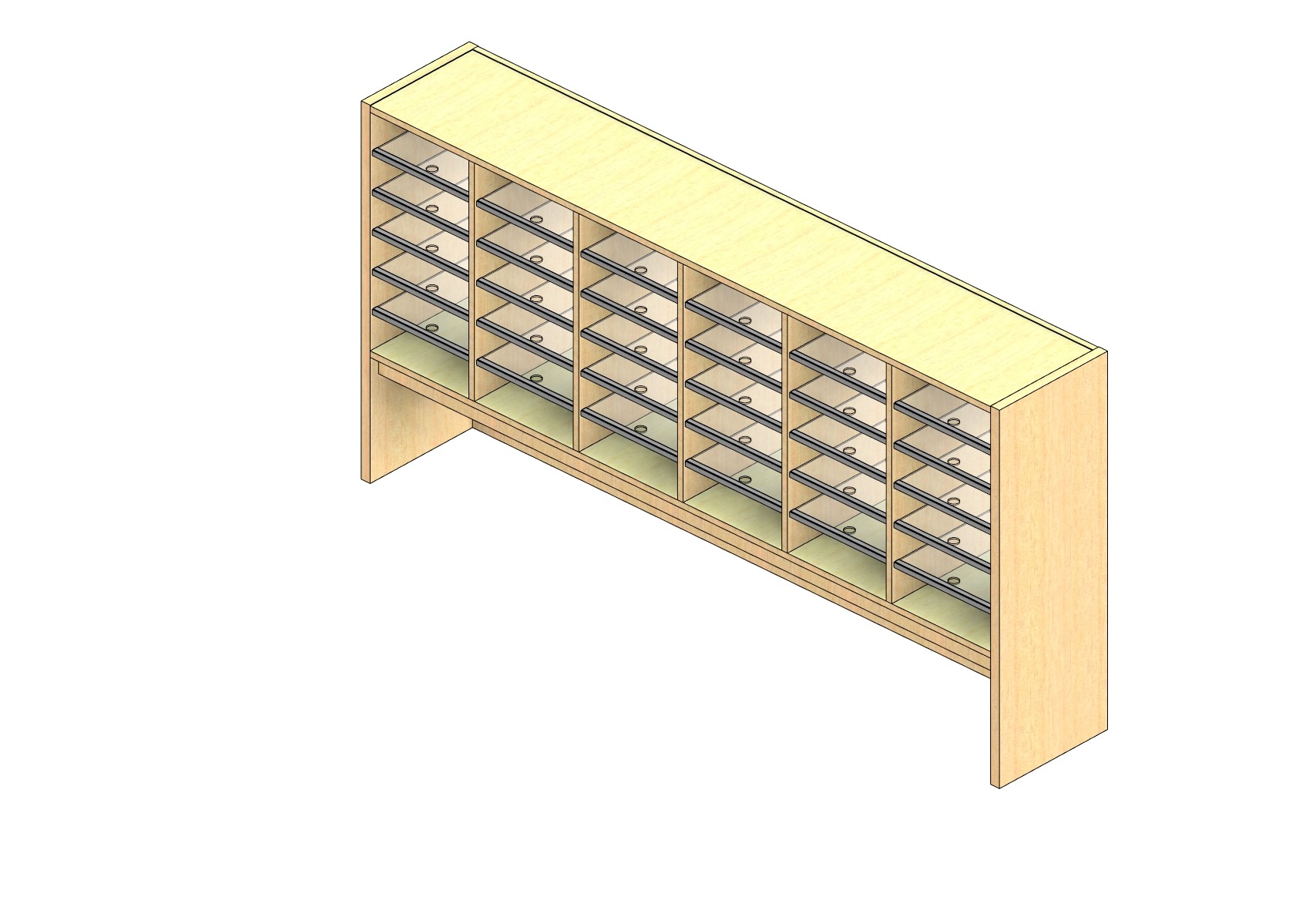 Standard Sized Open Back Sort Module - 6 Columns - 24" Sorting Height w/ 12" Riser
