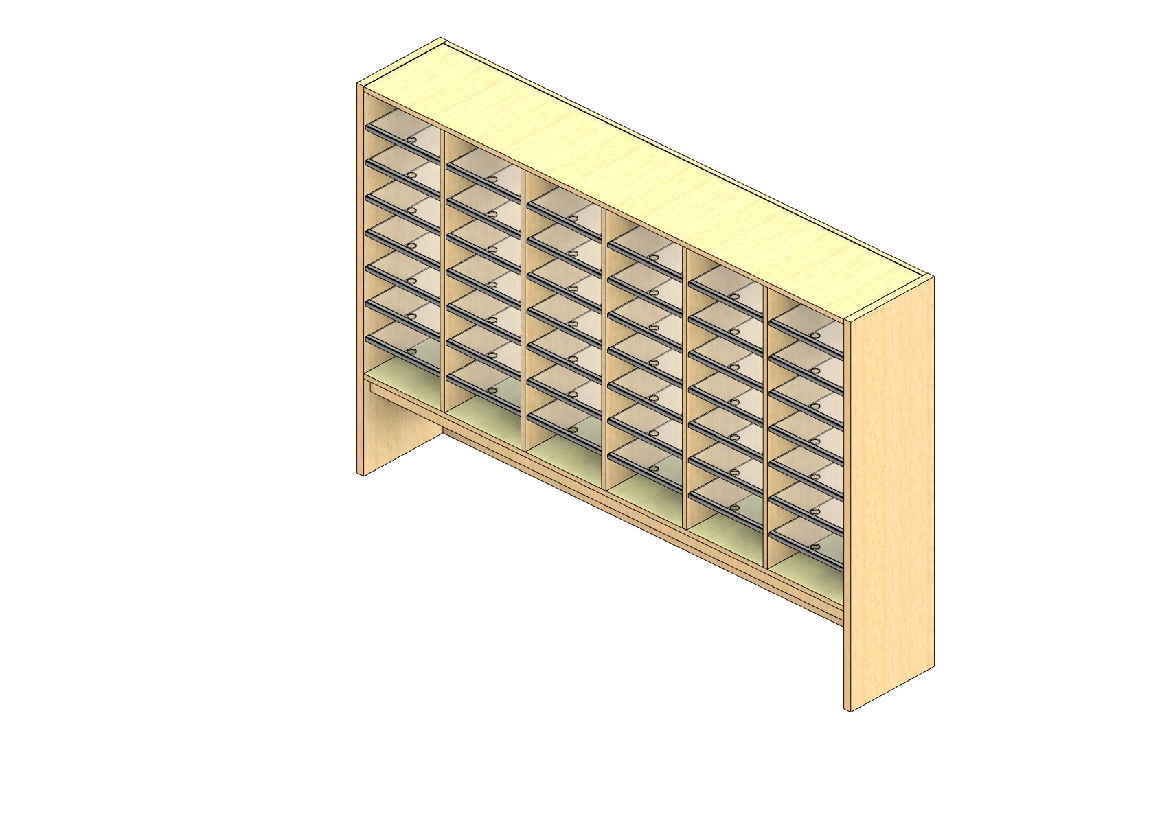 Standard Sized Open Back Sort Module - 6 Columns - 36" Sorting Height w/ 12" Riser