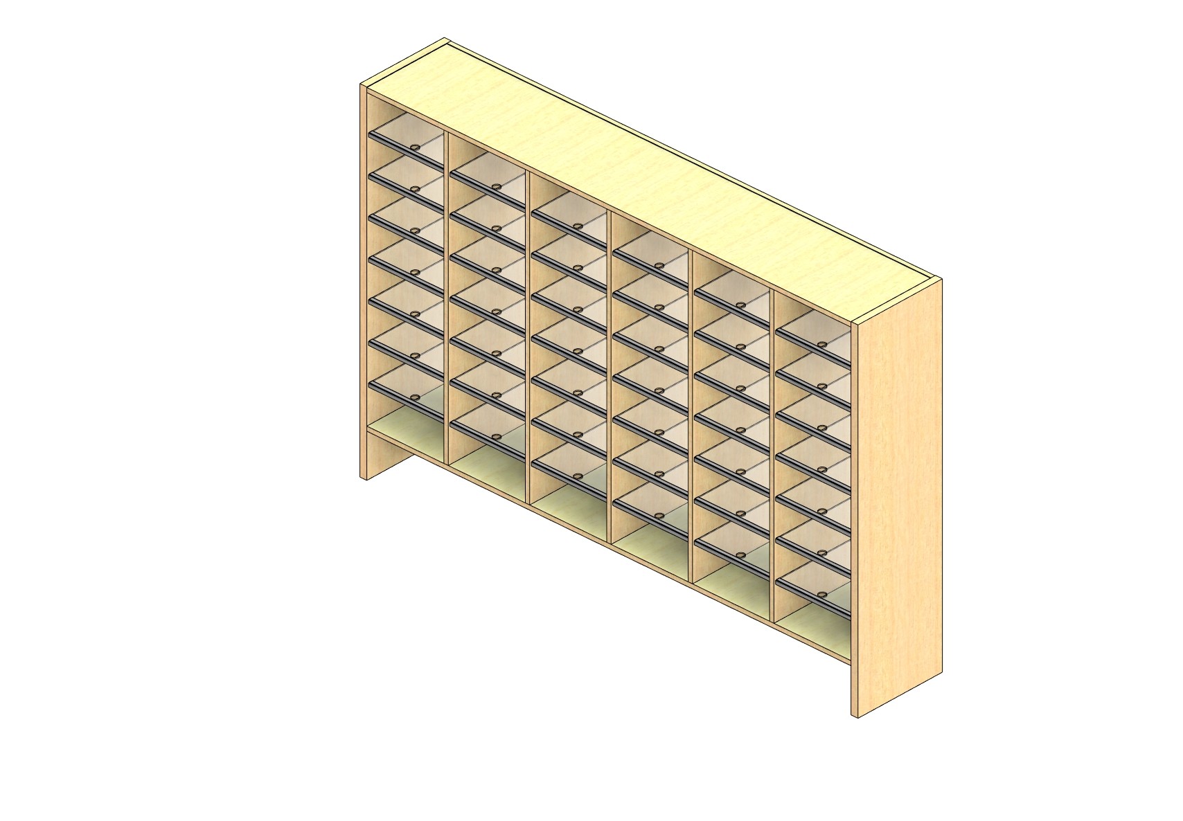 Standard Sized Open Back Sort Module - 6 Columns - 42" Sorting Height w/ 6" Riser