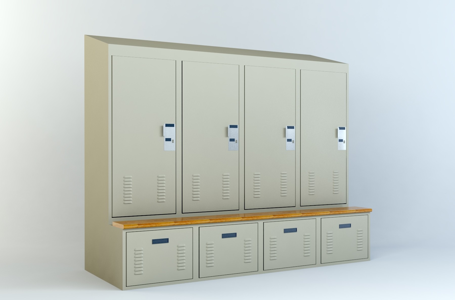 Bench Top-Option 2 Personal Storage Lockers