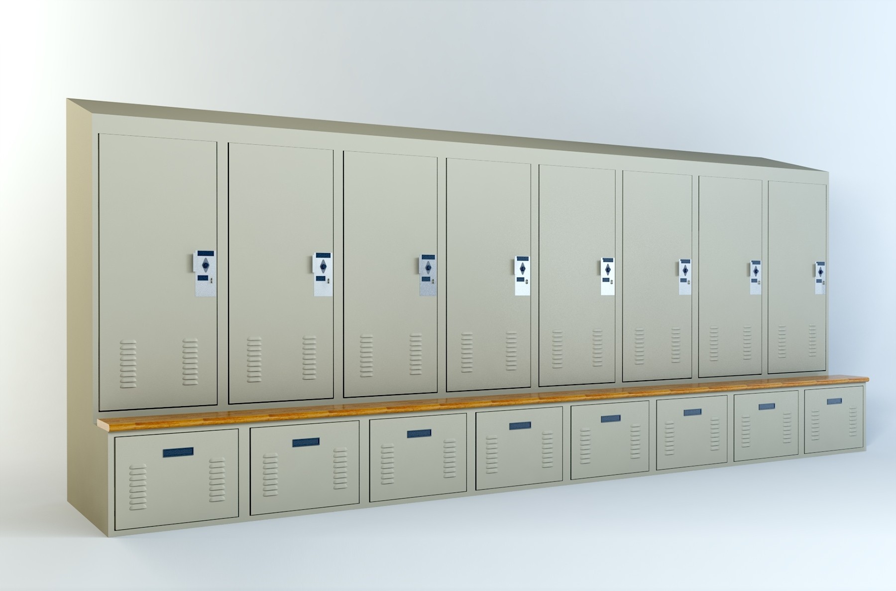 Bench Top-Option 4 Personal Storage Lockers