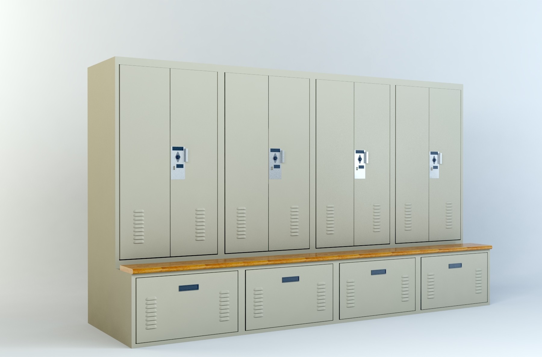 Bench Top-Option 5 Personal Storage Lockers