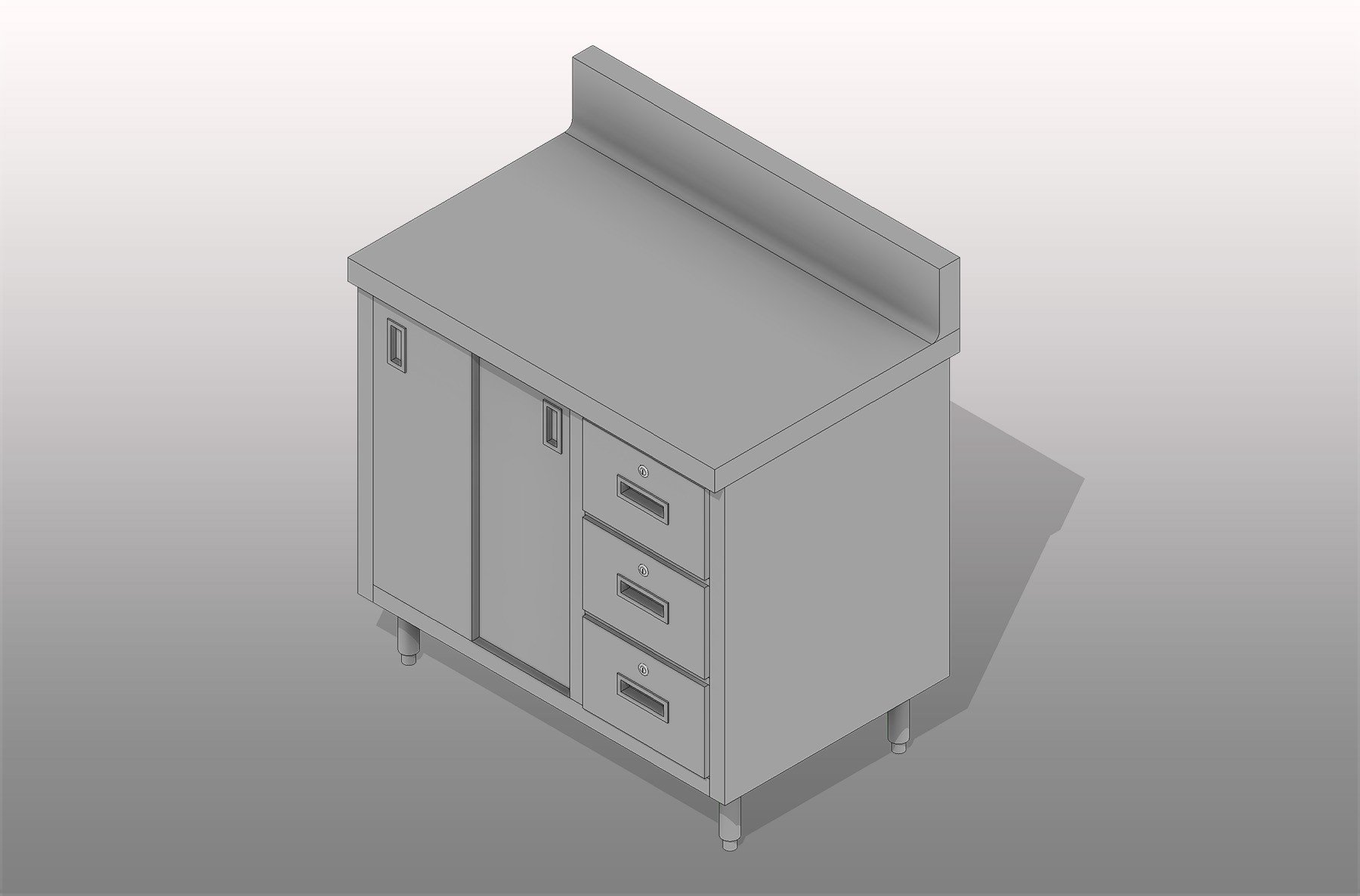 2 Doors 3 Drawers Stainless Steel Cabinet