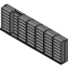 Box Size Sliding Shelves - 2 Rows Deep - 7 Levels - (42" x 16" Shelves) - 298" Total Width