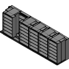 Box Size Sliding Shelves - 3 Rows Deep - 6 Levels - (42" x 16" Shelves) - 256" Total Width