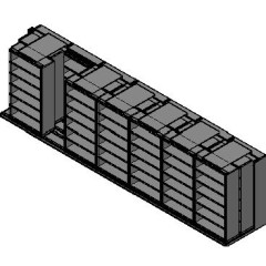 Box Size Sliding Shelves - 3 Rows Deep - 6 Levels - (42" x 16" Shelves) - 298" Total Width