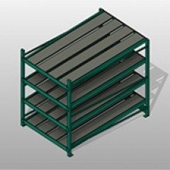 SSG Shelving Gravity Rollers Painted Steel 60x96x84 4 Shelves Small