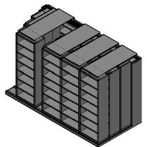 Box Size Sliding Shelves - 4 Rows Deep - 7 Levels - (30" x 16" Shelves) - 154" Total Width