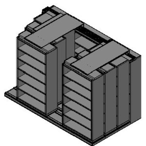Box Size Sliding Shelves - 4 Rows Deep - 6 Levels - (42" x 16" Shelves) - 130" Total Width