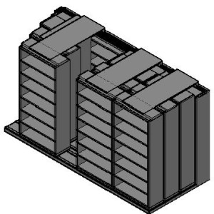 Box Size Sliding Shelves - 4 Rows Deep - 7 Levels - (42" x 16" Shelves) - 172" Total Width