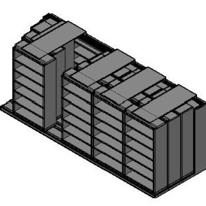 Box Size Sliding Shelves - 4 Rows Deep - 6 Levels - (42" x 16" Shelves) - 214" Total Width