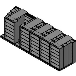 Box Size Sliding Shelves - 4 Rows Deep - 6 Levels - (42" x 16" Shelves) - 256" Total Width