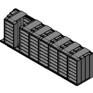 Box Size Sliding Shelves - 4 Rows Deep - 7 Levels - (42" x 16" Shelves) - 340" Total Width