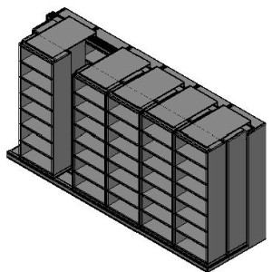 Box Size Sliding Shelves - 3 Rows Deep - 7 Levels - (30" x 16" Shelves) - 184" Total Width