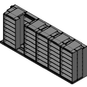 Box Size Sliding Shelves - 3 Rows Deep - 7 Levels - (42" x 16" Shelves) - 256" Total Width