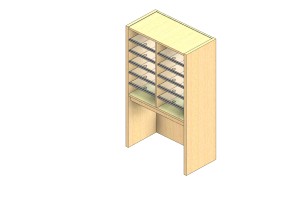 Standard Sized Open Back Sort Module - 2 Columns - 24" Sorting Height w/ 18" Riser